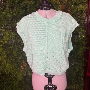 Free People XS Green Knit Sweater Vest